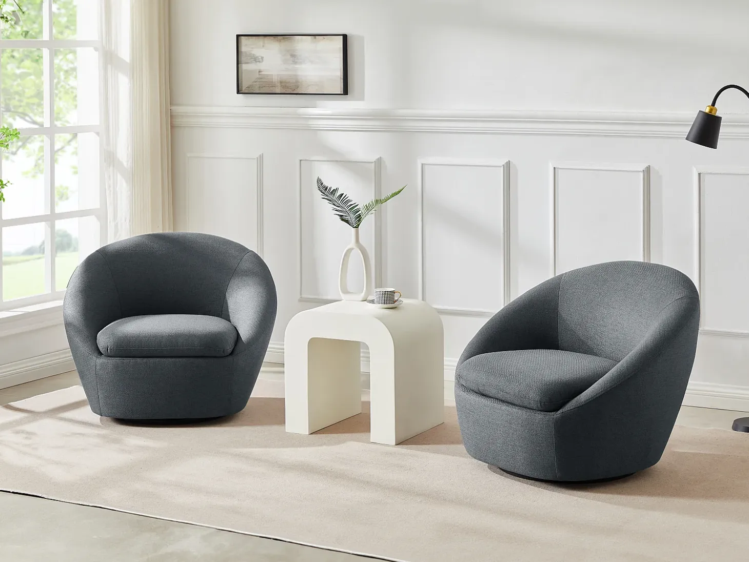 Sillón pivotante de tela gris - Colección Made for design - LACARA