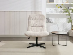 Sillón pivotante de tela jaspeado color beige SELENDO