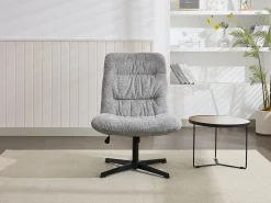 Sillón pivotante de tela jaspeado color gris SELENDO