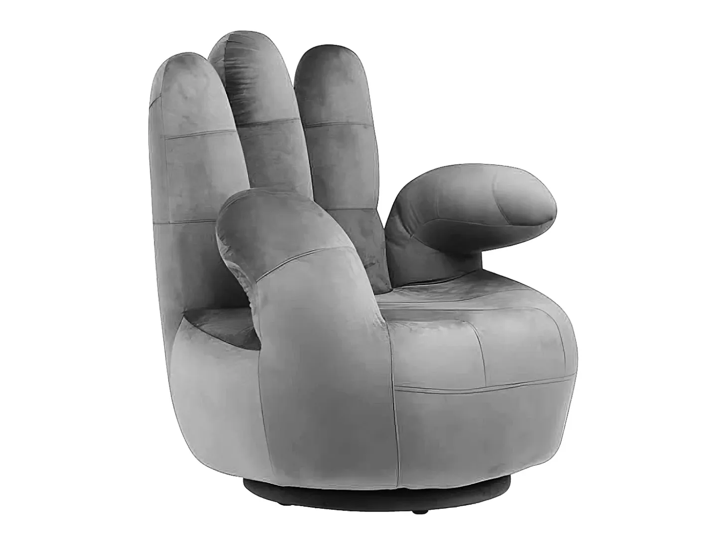Sillón pivotante forma de mano CATCHY terciopelo antracita