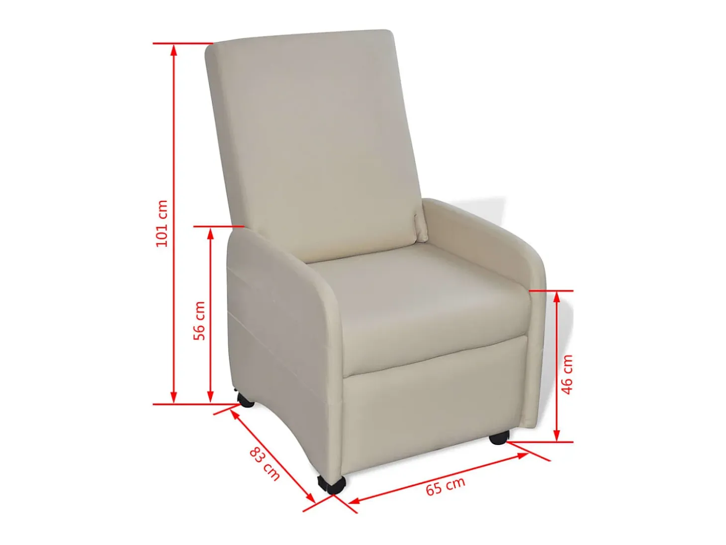 Sillón plegable de cuero sintético color crema