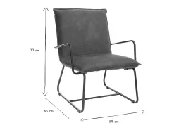 Sillón polipiel marrón y estructura metal negra MERCY