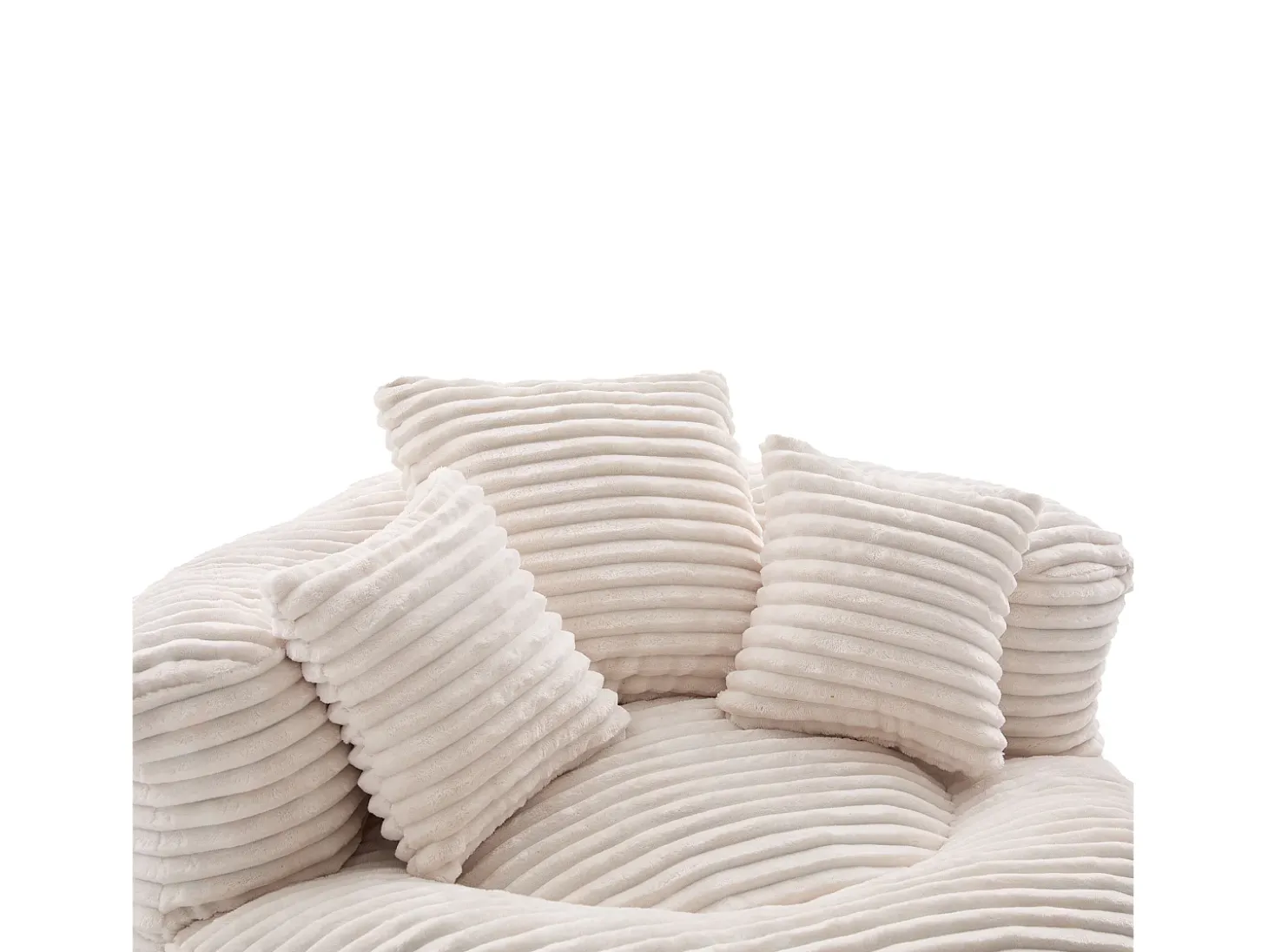 Sillón puf de pana - Con 3 cojines - Beige