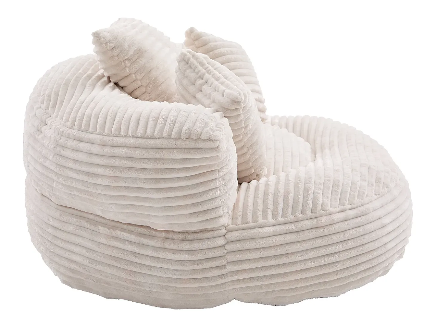 Sillón puf de pana - Con 3 cojines - Beige