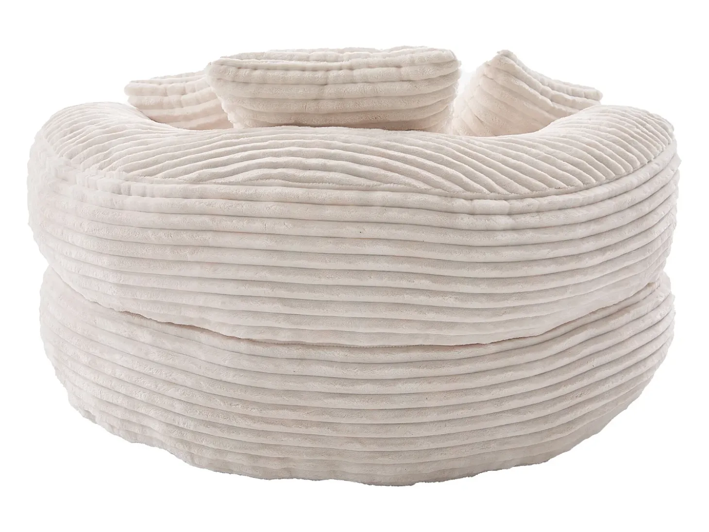 Sillón puf de pana - Con 3 cojines - Beige