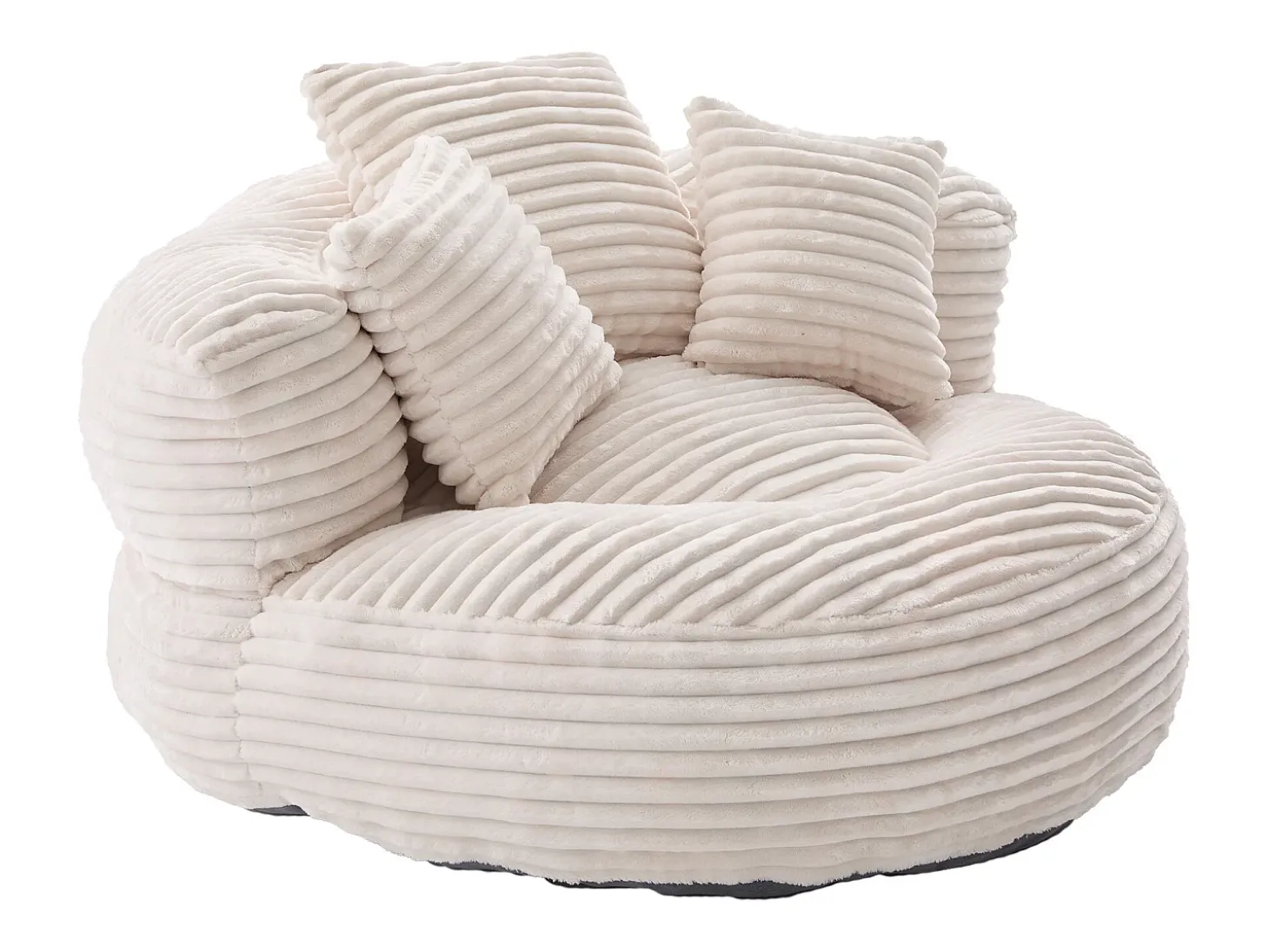 Sillón puf de pana - Con 3 cojines - Beige