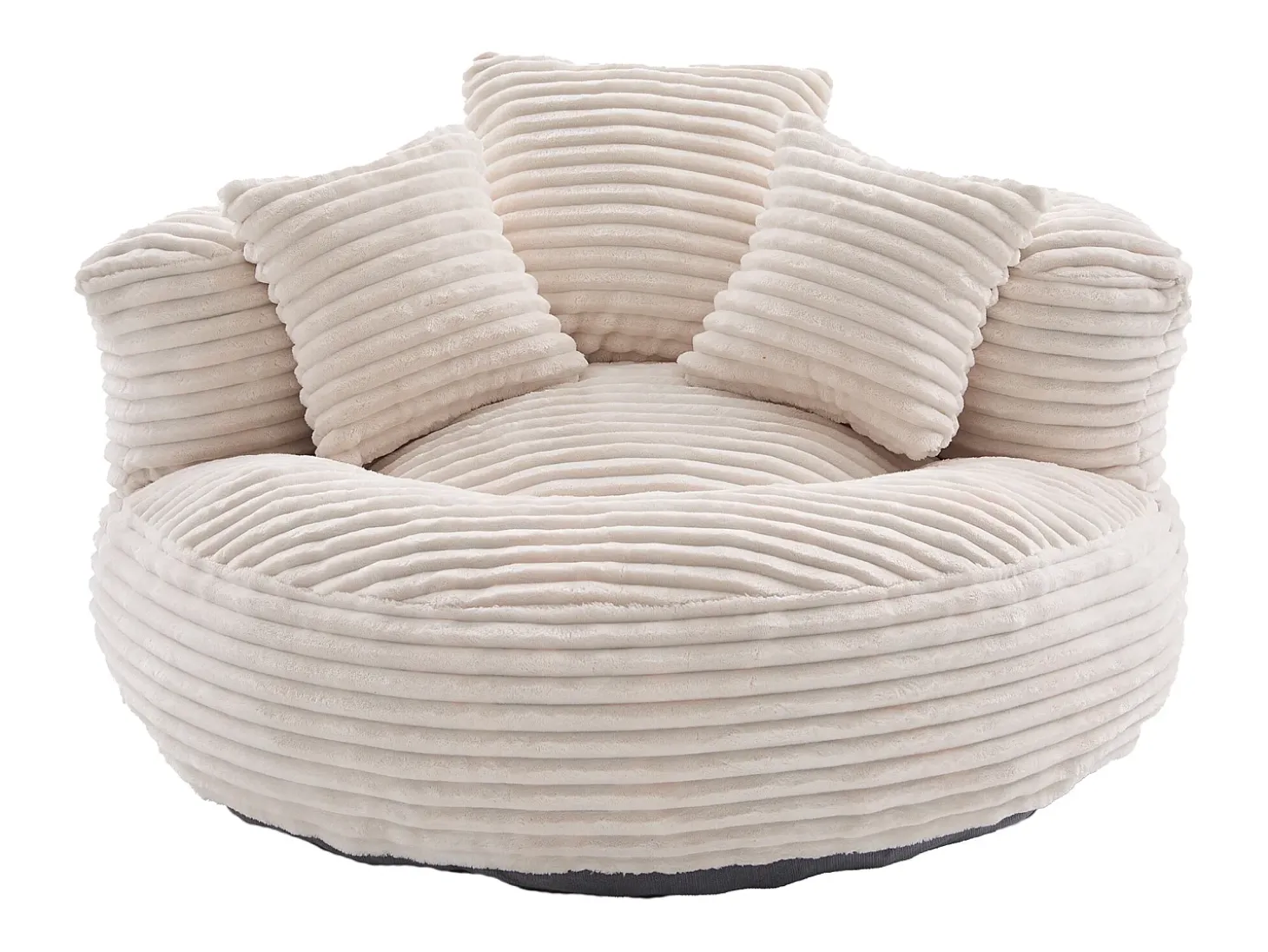 Sillón puf de pana - Con 3 cojines - Beige