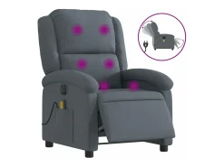 Sillón reclinable de masaje eléctrico terciopelo gris oscuro YOE88244