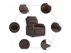 Sillón reclinable de tela marrón oscuro