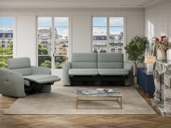 Sillón reclinable eléctrico de tela gris jaspeado OZARTO