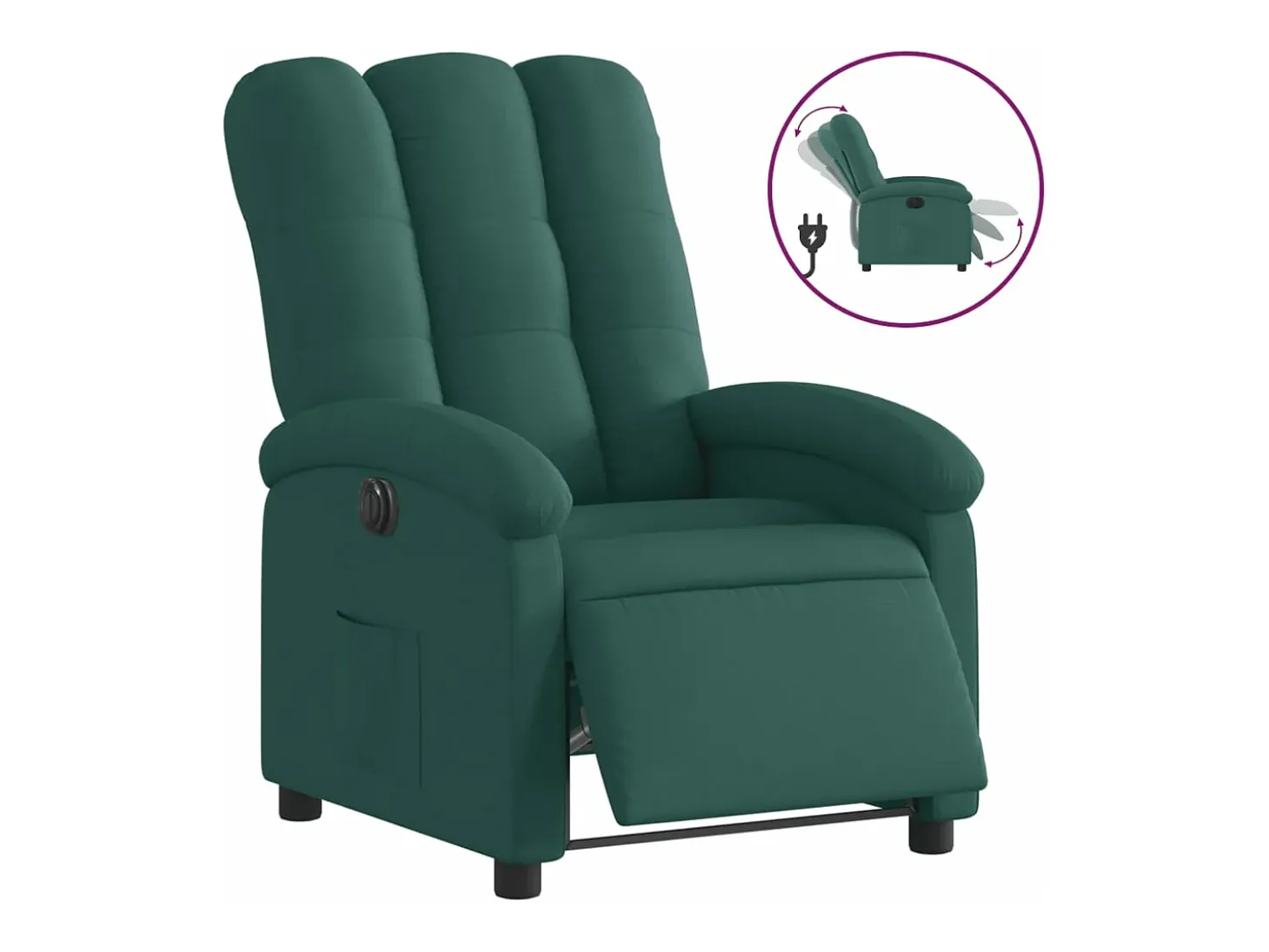 Sillón reclinable eléctrico tela verde oscuro