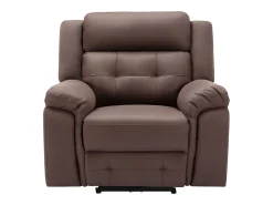 Sillón reclinable eléctrico de microfibra con aspecto de cuero envejecido marrón ORTIANO