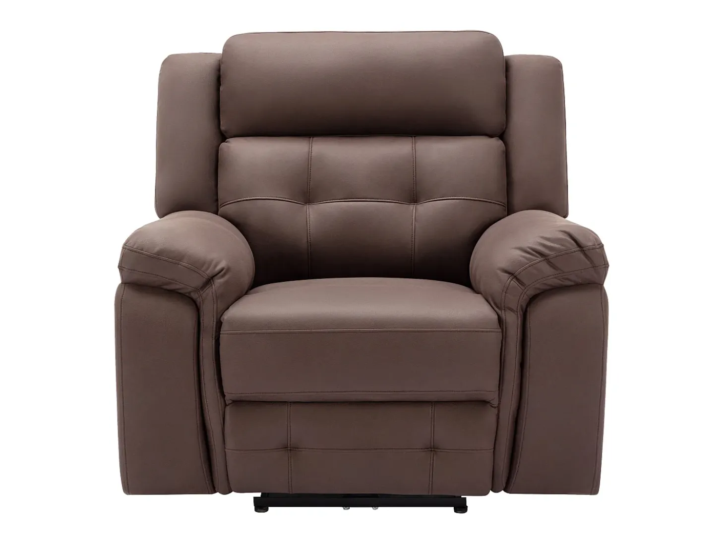 Sillón reclinable eléctrico de microfibra con aspecto de cuero envejecido marrón ORTIANO