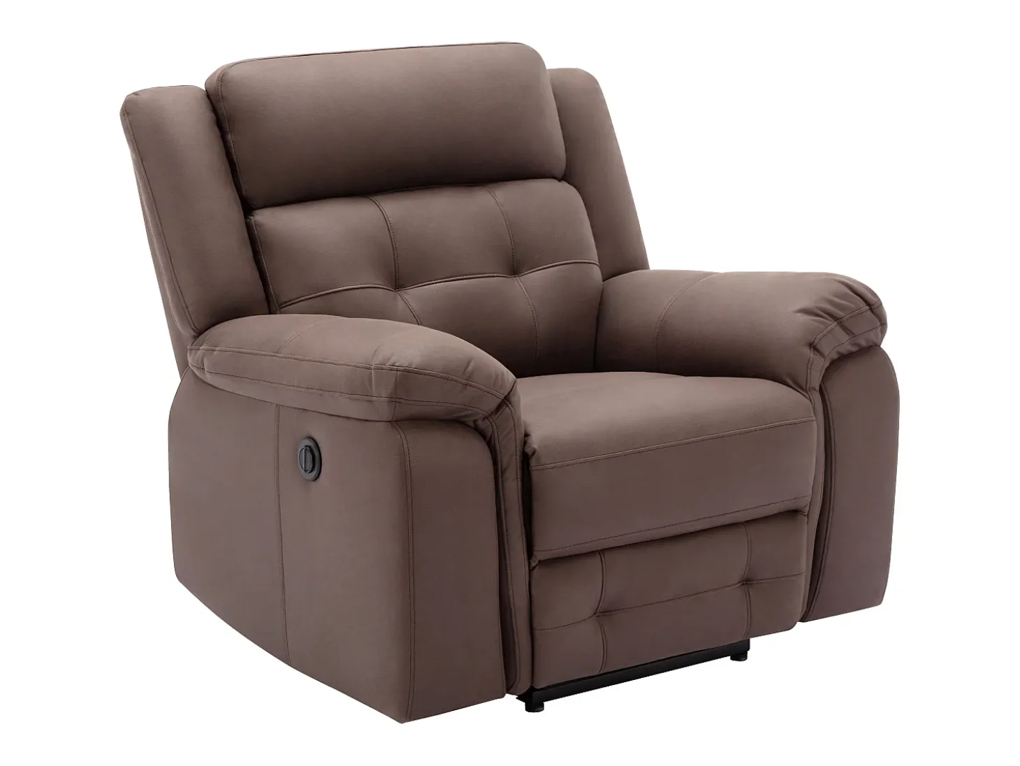Sillón reclinable eléctrico de microfibra con aspecto de cuero envejecido marrón ORTIANO