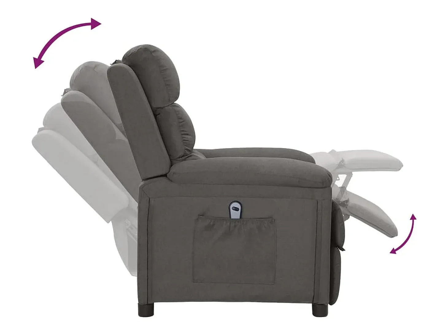 Sillón reclinable eléctrico de tela gris oscuro