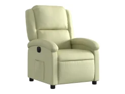 Sillón reclinable eléctrico de cuero auténtico blanco crema