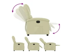 Sillón reclinable eléctrico de cuero auténtico blanco crema
