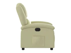 Sillón reclinable eléctrico de cuero auténtico blanco crema
