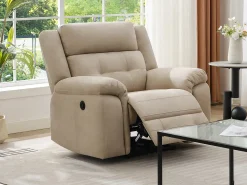 Sillón reclinable eléctrico de microfibra beige ORTIANO