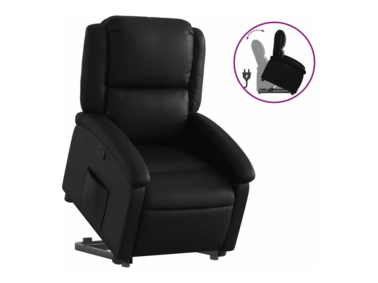 Sillón reclinable elevable cuero artificial negro