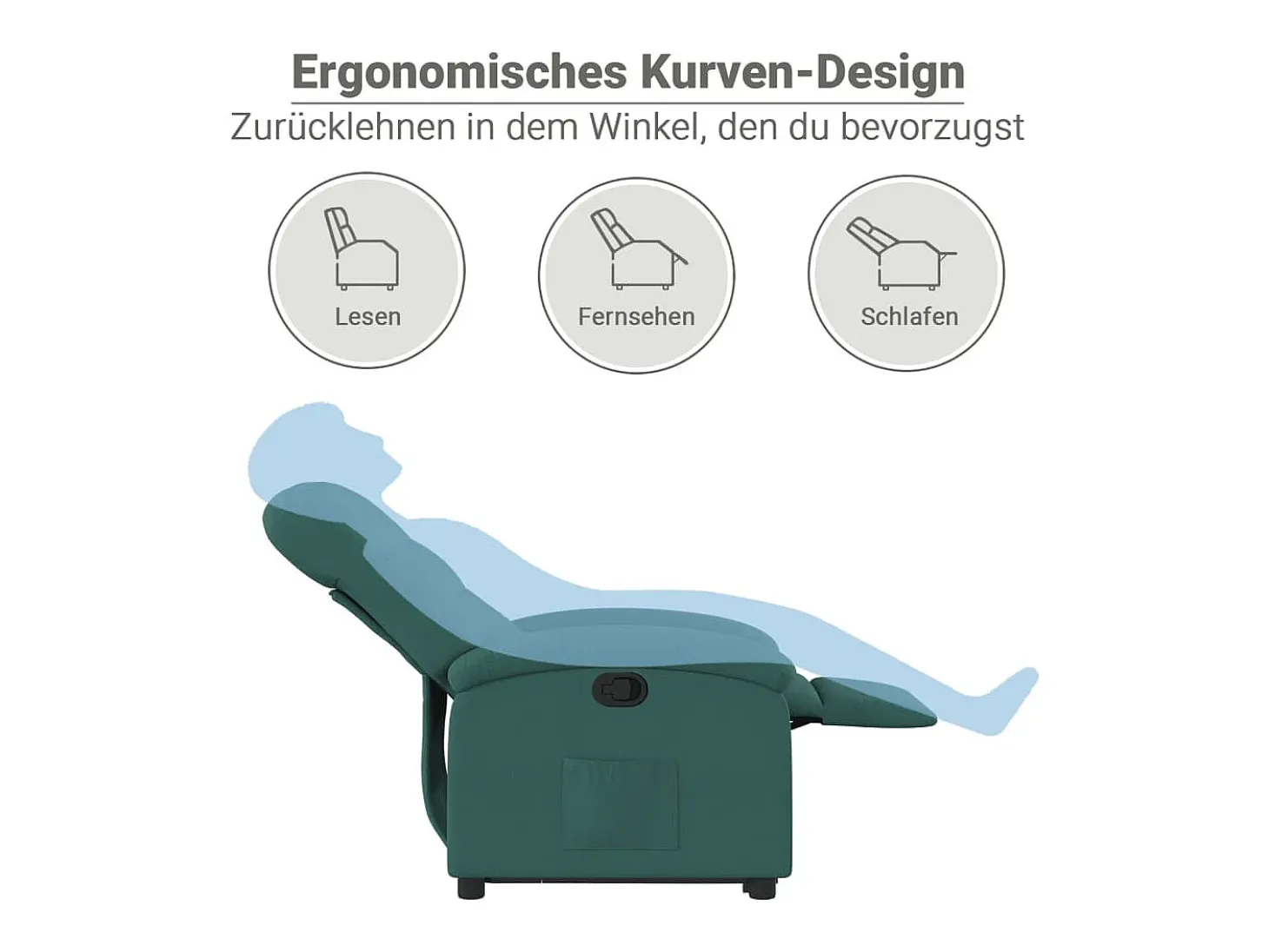 Sillón reclinable elevable tela verde oscuro