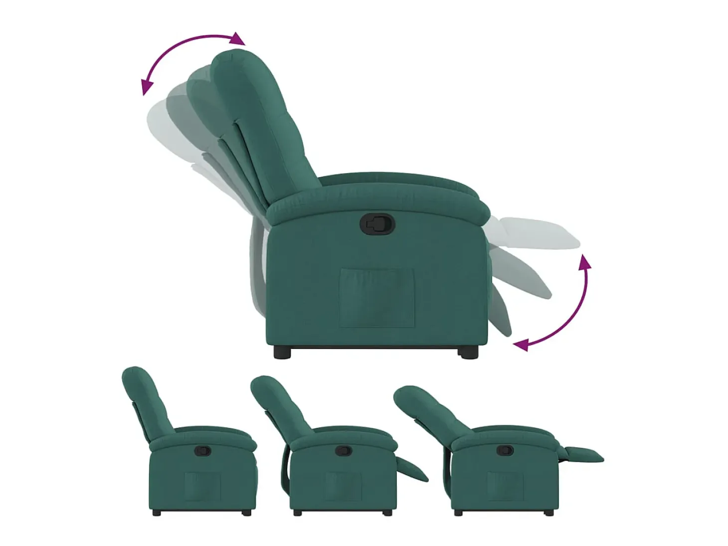 Sillón reclinable elevable tela verde oscuro