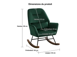 Sillón reclinable tapizado en terciopelo con soporte lumbar, ideal para sala de estar y dormitorio infantil, color verde