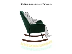 Sillón reclinable tapizado en terciopelo con soporte lumbar, ideal para sala de estar y dormitorio infantil, color verde