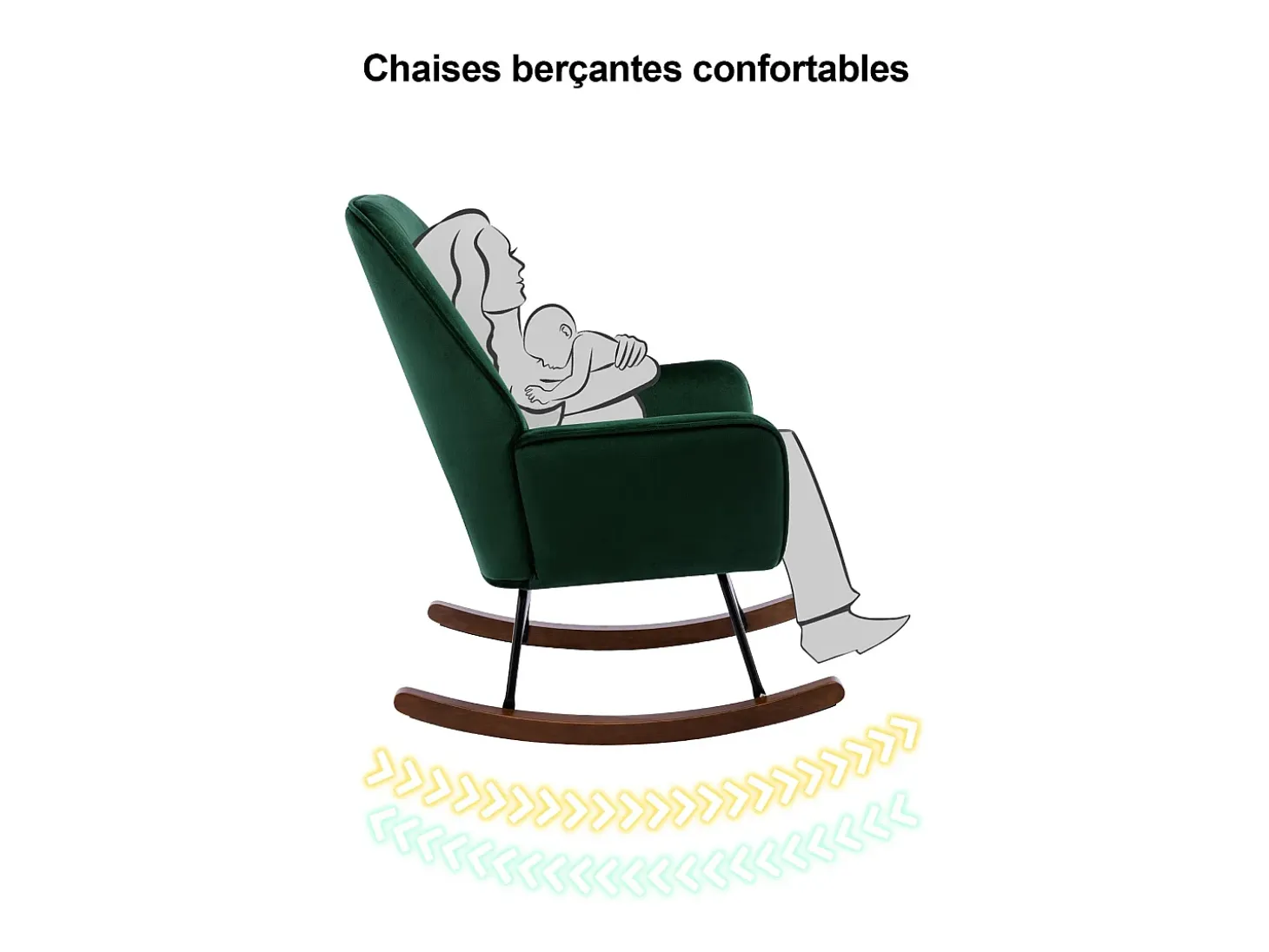 Sillón reclinable tapizado en terciopelo con soporte lumbar, ideal para sala de estar y dormitorio infantil, color verde