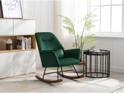 Sillón reclinable tapizado en terciopelo con soporte lumbar, ideal para sala de estar y dormitorio infantil, color verde