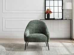 Sillón recto en tela texturizada color verde RIBEDI