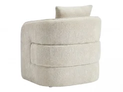 Sillón redondeado de tela jaspeada color beige LANITO