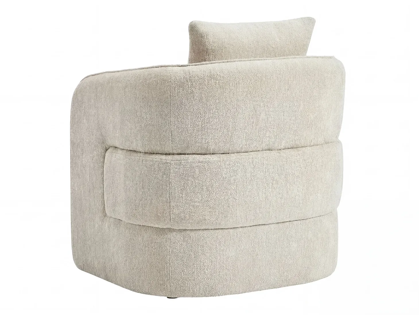 Sillón redondeado de tela jaspeada color beige LANITO
