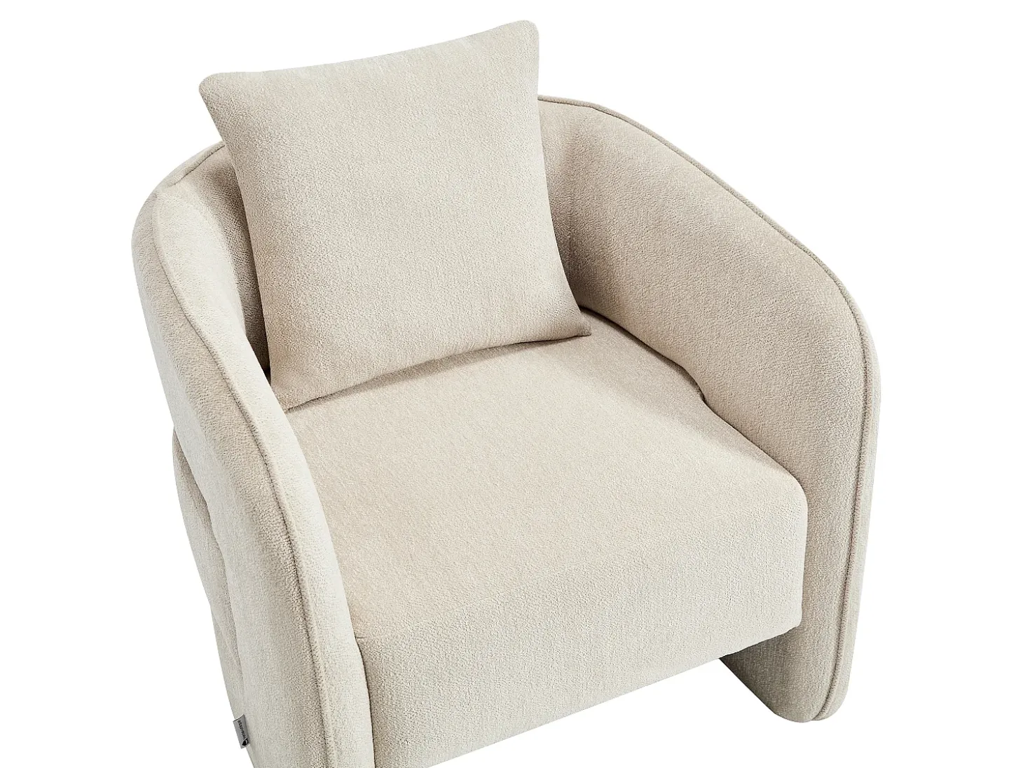 Sillón redondeado de tela jaspeada color beige LANITO