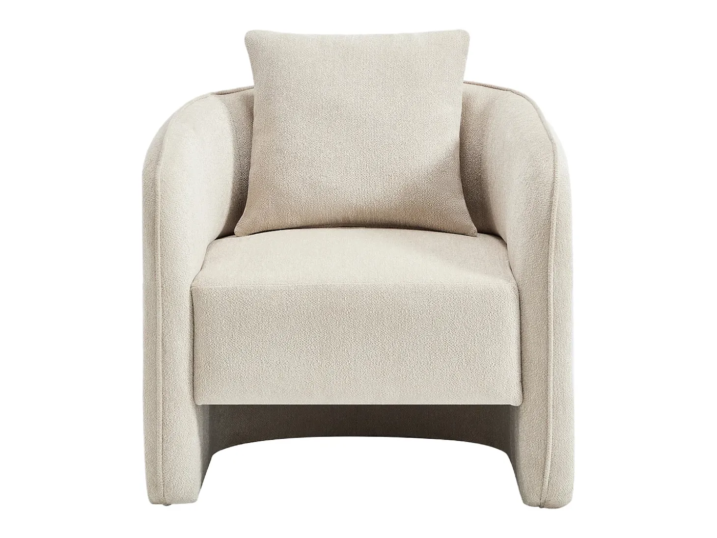 Sillón redondeado de tela jaspeada color beige LANITO