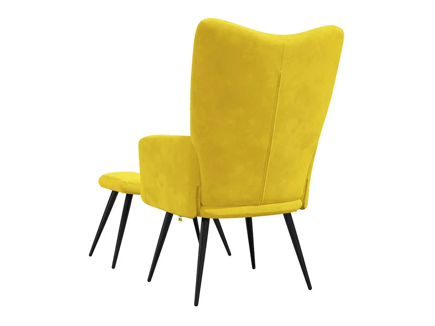 Sillón relajante con taburete de terciopelo amarillo mostaza