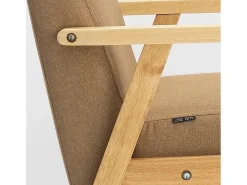 Sillón relax de diseño vintage de madera con reposabrazos Uteplass - Beige
