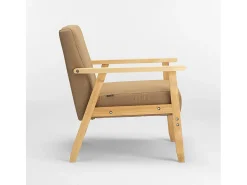 Sillón relax de diseño vintage de madera con reposabrazos Uteplass - Beige