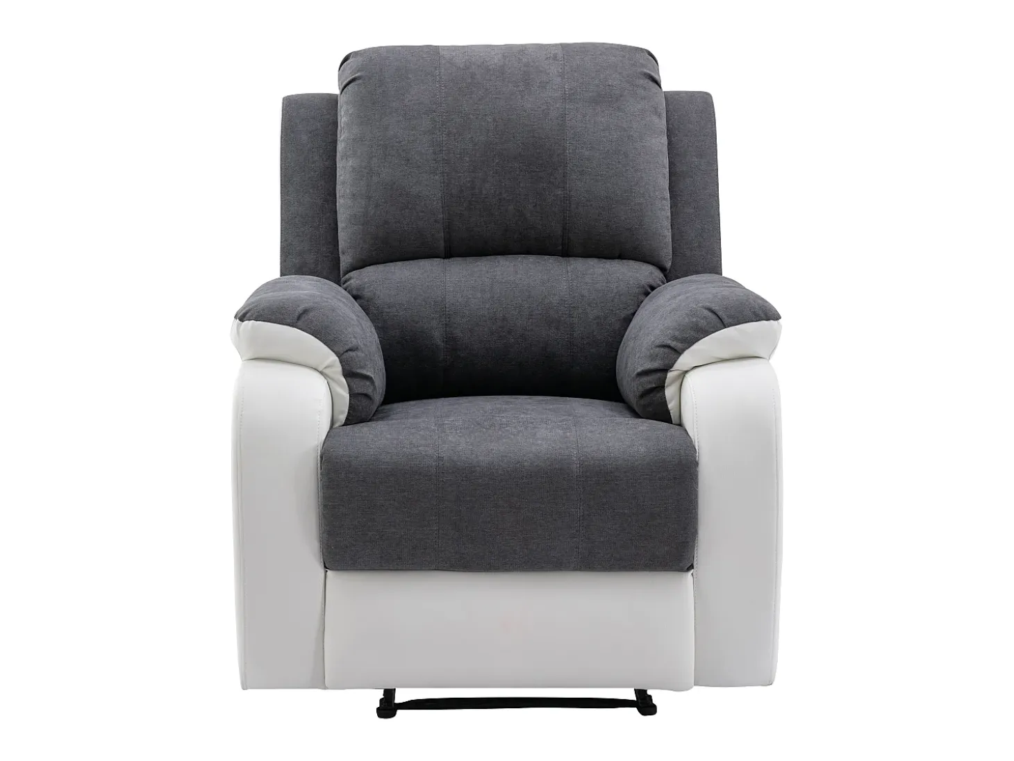 Sillón relax de microfibra y piel sintética gris y blanco BRODY