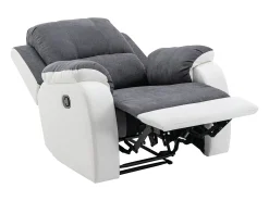 Sillón relax de microfibra y piel sintética gris y blanco BRODY