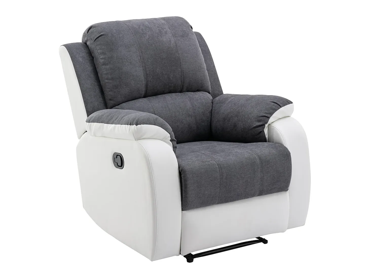 Sillón relax de microfibra y piel sintética gris y blanco BRODY
