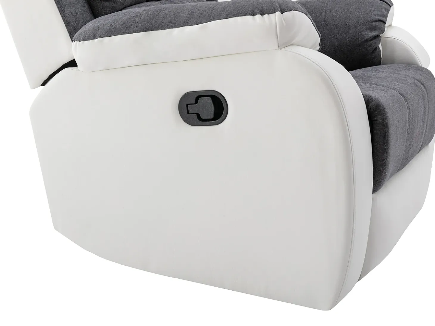 Sillón relax de microfibra y piel sintética gris y blanco BRODY