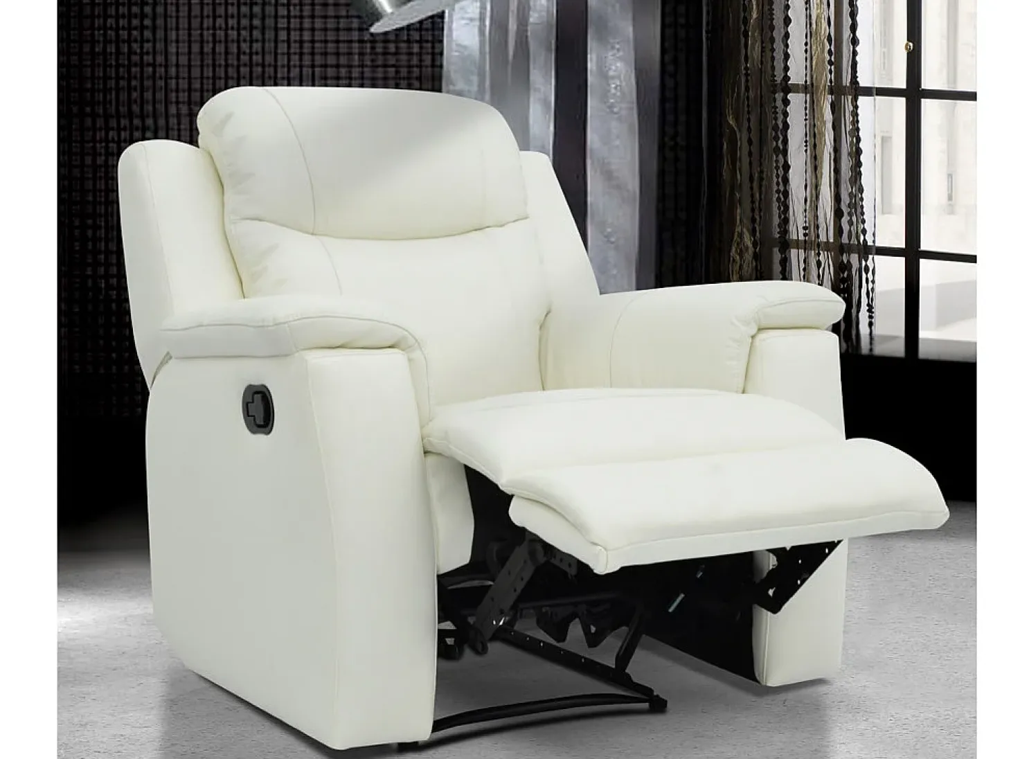Sillón relax de piel de becerro color blanco marfil EVASION