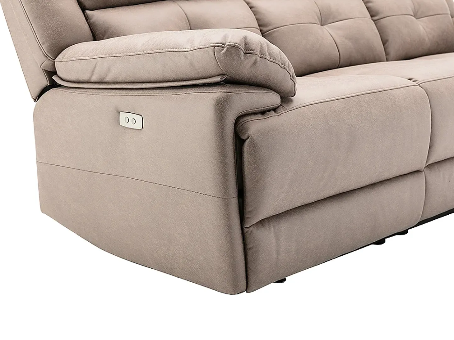Sillón relax eléctrico de tela gris topo con 1 puerto USB DOLENE