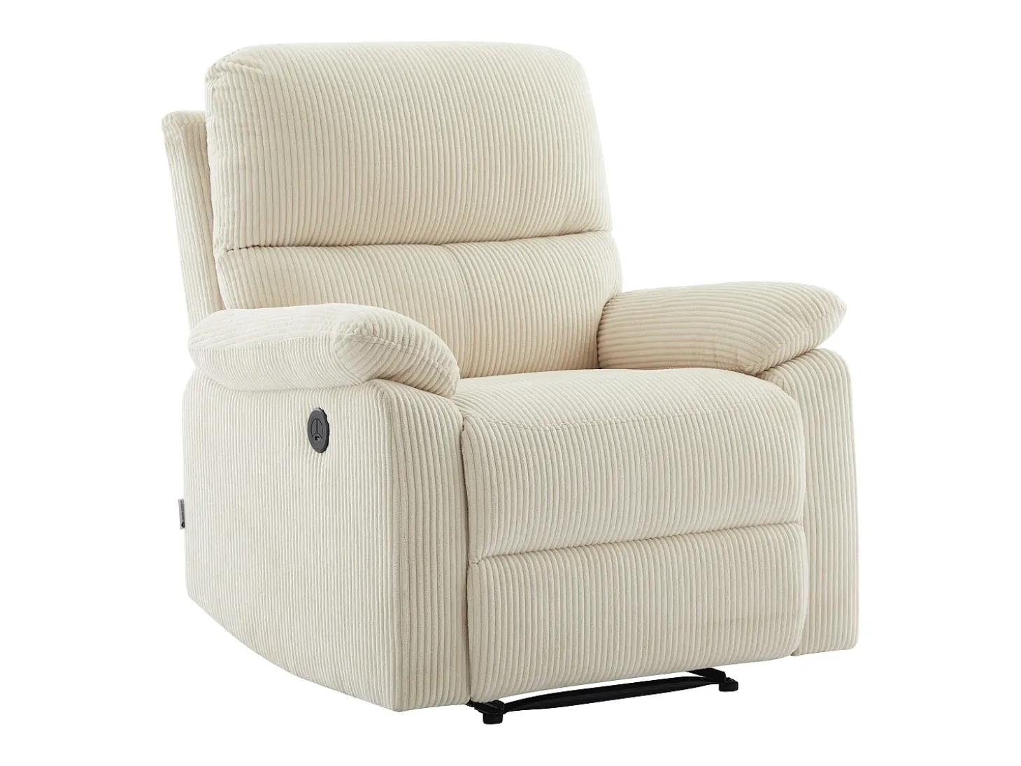 Sillón relax eléctrico de terciopelo beige LUNANO