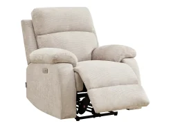 Sillón relax eléctrico masajeador en chenilla beige KOCENI