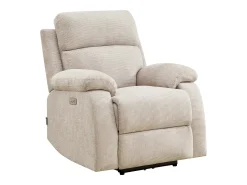 Sillón relax eléctrico masajeador en chenilla beige KOCENI