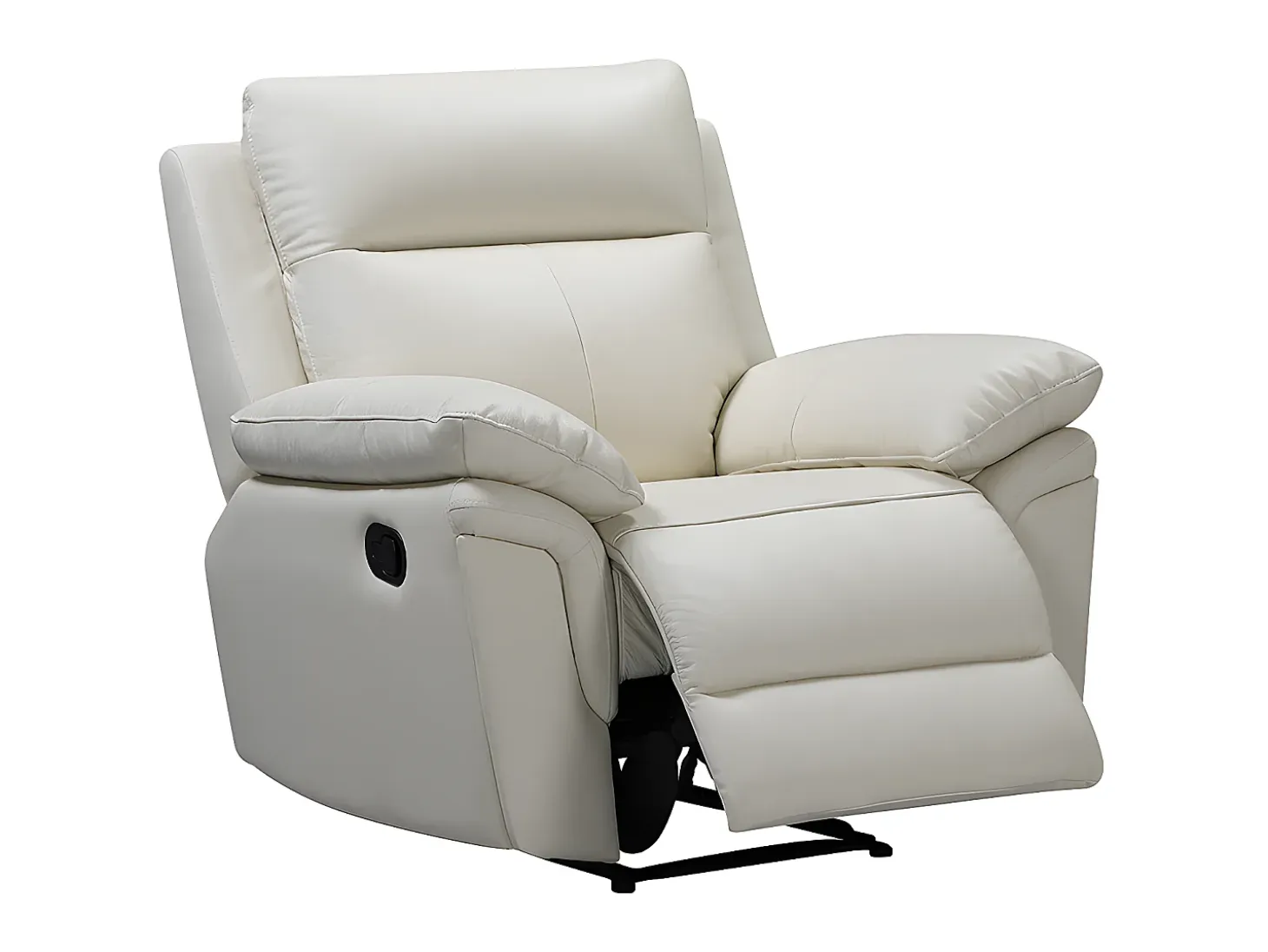Sillón relax mecánico de piel de búfalo marfil PAKITA