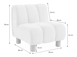 Sillón relax pies redondeados madera de hevea y borreguito kaki oscuro
