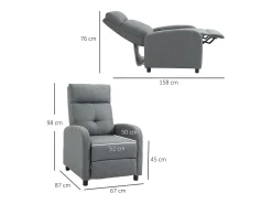 Sillón relax reclinable gris 67x87x98 cm HOMCOM